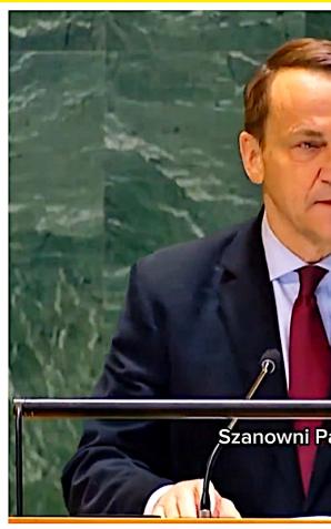 [VIDEO] Minister spraw zagranicznych Radosław Sikorski podczas 11. Nadzwyczajnej Sesji Specjalnej ZO ONZ: To nie czas na negocjacje, tylko na zbrojenia!
