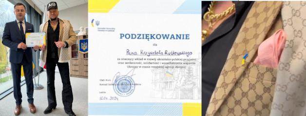 [VIDEO] Odznaczenie polsko-ukraińskiej przyjaźni i podziękowanie za wszechstronne wsparcie Ukrainy w czasie rosyjskiej agresji zbrojnej dla Krzysztofa Rutkowskiego od Konsula Generalnego Ukrainy Oleha Kutsa!