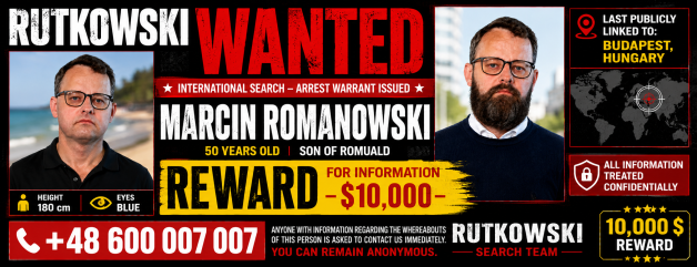 Recompensă de 10.000 $ pentru informații care duc la localizarea persoanei urmărite Marcin Romanowski